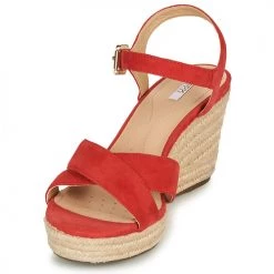 Chaussures Femme Sandales et Nu-pieds Geox D SOLEIL Rouge Corail -Sandales Soldes Boutique 11332278 500 C
