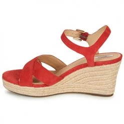 Chaussures Femme Sandales et Nu-pieds Geox D SOLEIL Rouge Corail -Sandales Soldes Boutique 11332278 500 D