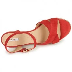 Chaussures Femme Sandales et Nu-pieds Geox D SOLEIL Rouge Corail -Sandales Soldes Boutique 11332278 500 F