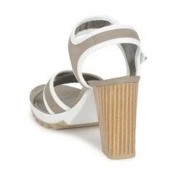 Chaussures Femme Sandales et Nu-pieds Espace GENIEVRE Gris / Blanc -Sandales Soldes Boutique 120269 500 E