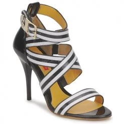 Chaussures Femme Sandales et Nu-pieds Charles Jourdan BARBARA Noir / Blanc