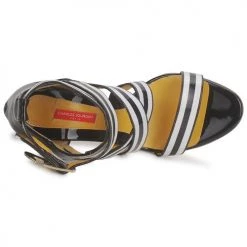 Chaussures Femme Sandales et Nu-pieds Charles Jourdan BARBARA Noir / Blanc -Sandales Soldes Boutique 123521 500 F