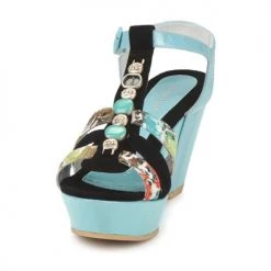 Chaussures Femme Sandales et Nu-pieds Regard RAFAVO Noir / bleu -Sandales Soldes Boutique 130906 500 C