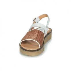 Chaussures Femme Sandales et Nu-pieds Kickers VICTORIETTE Marron / Blanc -Sandales Soldes Boutique 13485193 500 C