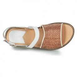 Chaussures Femme Sandales et Nu-pieds Kickers VICTORIETTE Marron / Blanc -Sandales Soldes Boutique 13485193 500 F