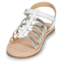 Chaussures Fille Sandales et Nu-pieds Citrouille et Compagnie MAYANA Blanc/argent -Sandales Soldes Boutique 16039153 500 C