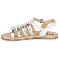 Chaussures Fille Sandales et Nu-pieds Citrouille et Compagnie MAYANA Blanc/argent -Sandales Soldes Boutique 16039153 500 D