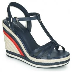 Chaussures Femme Sandales et Nu-pieds Tommy Hilfiger TOMMY STRAPPY HIGH WEDGE Bleu