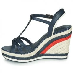 Chaussures Femme Sandales et Nu-pieds Tommy Hilfiger TOMMY STRAPPY HIGH WEDGE Bleu -Sandales Soldes Boutique 16366464 500 D