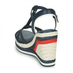 Chaussures Femme Sandales et Nu-pieds Tommy Hilfiger TOMMY STRAPPY HIGH WEDGE Bleu -Sandales Soldes Boutique 16366464 500 E