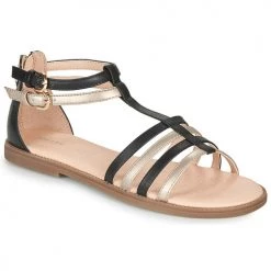Chaussures Fille Sandales et Nu-pieds Geox SANDAL KARLY GIRL Noir / Doré