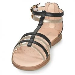 Chaussures Fille Sandales et Nu-pieds Geox SANDAL KARLY GIRL Noir / Doré -Sandales Soldes Boutique 16396527 500 C
