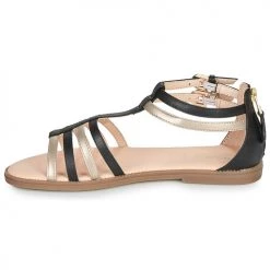 Chaussures Fille Sandales et Nu-pieds Geox SANDAL KARLY GIRL Noir / Doré -Sandales Soldes Boutique 16396527 500 D