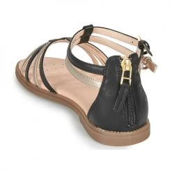 Chaussures Fille Sandales et Nu-pieds Geox SANDAL KARLY GIRL Noir / Doré -Sandales Soldes Boutique 16396527 500 E
