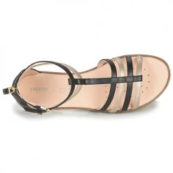 Chaussures Fille Sandales et Nu-pieds Geox SANDAL KARLY GIRL Noir / Doré -Sandales Soldes Boutique 16396527 500 F