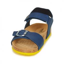 Chaussures Garçon Sandales et Nu-pieds Geox GHITA BOY Bleu / Jaune -Sandales Soldes Boutique 16396579 500 C