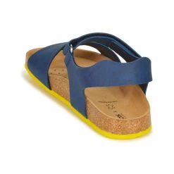 Chaussures Garçon Sandales et Nu-pieds Geox GHITA BOY Bleu / Jaune -Sandales Soldes Boutique 16396579 500 E