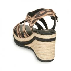 Chaussures Femme Sandales et Nu-pieds Geox D PONZA Marron / Noir -Sandales Soldes Boutique 16397381 500 E
