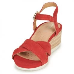 Chaussures Femme Sandales et Nu-pieds Geox D ISCHIA CORDA Rouge -Sandales Soldes Boutique 16397394 500 C