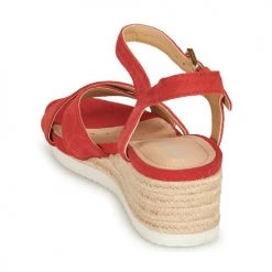 Chaussures Femme Sandales et Nu-pieds Geox D ISCHIA CORDA Rouge -Sandales Soldes Boutique 16397394 500 E