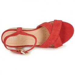 Chaussures Femme Sandales et Nu-pieds Geox D ISCHIA CORDA Rouge -Sandales Soldes Boutique 16397394 500 F