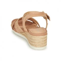 Chaussures Femme Sandales et Nu-pieds Geox D ISCHIA CORDA Beige -Sandales Soldes Boutique 16397395 500 E