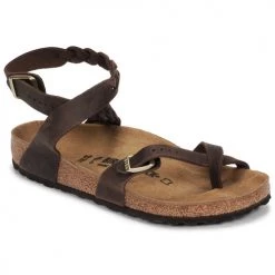 Sandales Soldes Boutique 44 Chaussures Femme Sandales et Nu-pieds Birkenstock YARA LEATHER Marron