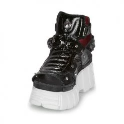 Chaussures Femme Sandales et Nu-pieds New Rock LIYA Noir / Blanc -Sandales Soldes Boutique 16601566 500 C