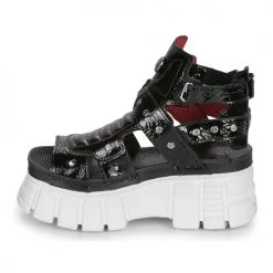 Chaussures Femme Sandales et Nu-pieds New Rock LIYA Noir / Blanc -Sandales Soldes Boutique 16601566 500 D