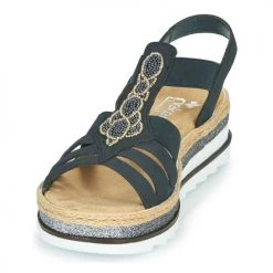 Chaussures Femme Sandales et Nu-pieds Rieker LOUANN Noir -Sandales Soldes Boutique 16606716 500 C