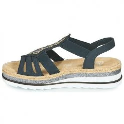 Chaussures Femme Sandales et Nu-pieds Rieker LOUANN Noir -Sandales Soldes Boutique 16606716 500 D