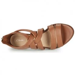 Chaussures Femme Sandales et Nu-pieds Clarks MENA SILK Camel -Sandales Soldes Boutique 16644930 500 F