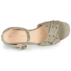 Chaussures Femme Sandales et Nu-pieds Clarks SHEER35 STRAP Taupe / Clou -Sandales Soldes Boutique 16644932 500 F