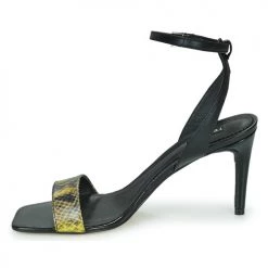 Chaussures Femme Sandales et Nu-pieds Tosca Blu LA-DIGUE Noir / Python jaune -Sandales Soldes Boutique 16645920 500 D