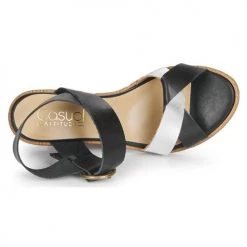 Chaussures Femme Sandales et Nu-pieds Casual Attitude MILLA Noir / Argent -Sandales Soldes Boutique 16918710 500 F