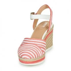 Chaussures Femme Sandales et Nu-pieds Geox D PONZA Rouge / Blanc -Sandales Soldes Boutique 18418274 500 C