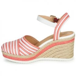 Chaussures Femme Sandales et Nu-pieds Geox D PONZA Rouge / Blanc -Sandales Soldes Boutique 18418274 500 D