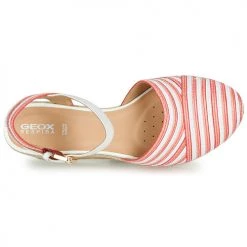 Chaussures Femme Sandales et Nu-pieds Geox D PONZA Rouge / Blanc -Sandales Soldes Boutique 18418274 500 F