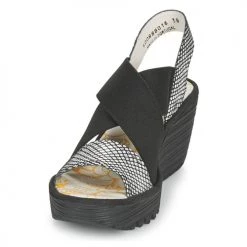 Chaussures Femme Sandales et Nu-pieds Fly London YAJI Noir / Blanc -Sandales Soldes Boutique 18649478 500 C