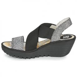 Chaussures Femme Sandales et Nu-pieds Fly London YAJI Noir / Blanc -Sandales Soldes Boutique 18649478 500 D