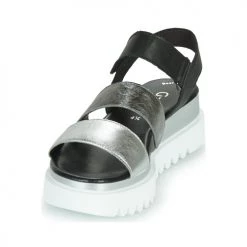 Chaussures Femme Sandales et Nu-pieds Gabor 6461061 Noir / Blanc / Argenté -Sandales Soldes Boutique 18655357 500 C