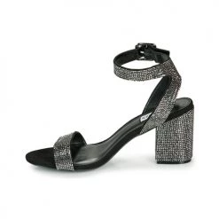 Chaussures Femme Sandales et Nu-pieds Steve Madden MALIA Noir / Argenté -Sandales Soldes Boutique 18674667 500 D
