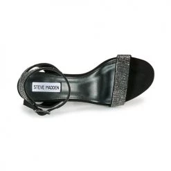 Chaussures Femme Sandales et Nu-pieds Steve Madden MALIA Noir / Argenté -Sandales Soldes Boutique 18674667 500 F