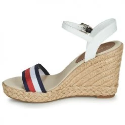 Chaussures Femme Sandales et Nu-pieds Tommy Hilfiger SHIMMERY RIBBON HIGH WEDGE Blanc -Sandales Soldes Boutique 18681754 500 D