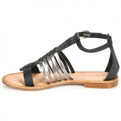 Chaussures Femme Sandales et Nu-pieds Kickers ETIKET Noir / Argent -Sandales Soldes Boutique 18722487 500 D