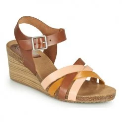 Chaussures Femme Sandales et Nu-pieds Kickers SOLYNIA Rose / Marron / Jaune