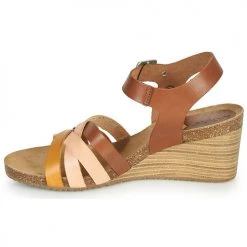 Chaussures Femme Sandales et Nu-pieds Kickers SOLYNIA Rose / Marron / Jaune -Sandales Soldes Boutique 18722501 500 D