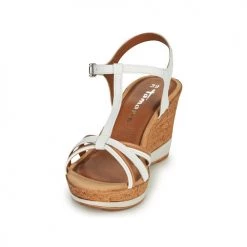 Chaussures Femme Sandales et Nu-pieds Tamaris VESILA Blanc / Cognac -Sandales Soldes Boutique 18762737 500 C