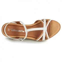 Chaussures Femme Sandales et Nu-pieds Tamaris VESILA Blanc / Cognac -Sandales Soldes Boutique 18762737 500 F