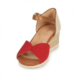 Chaussures Femme Sandales et Nu-pieds Geox D ISCHIA CORDA D Rouge / Cognac -Sandales Soldes Boutique 18763544 500 C